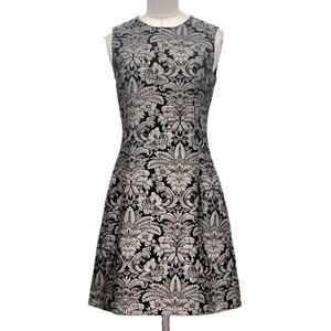 DOLCE & GABBANA Silver Metallic Jacquard Sleeveless Mini Dress 40 S